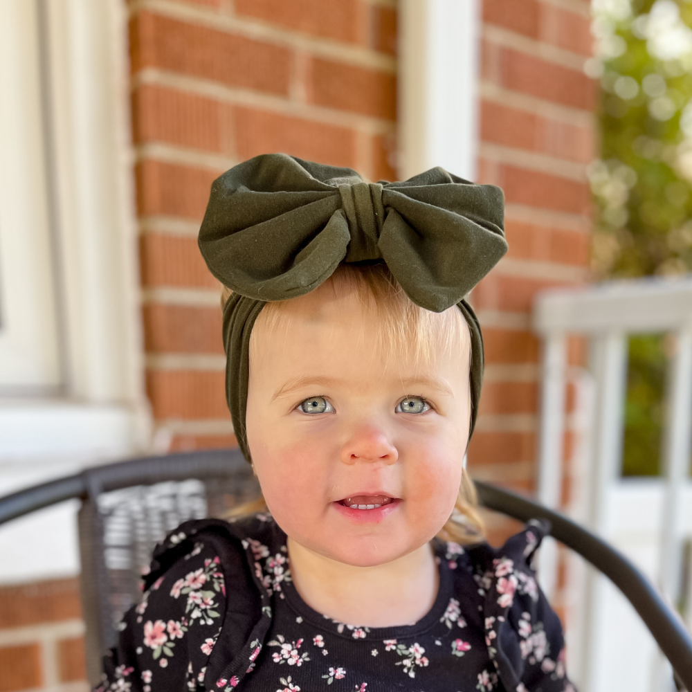 Big Bow Headband - Olive
