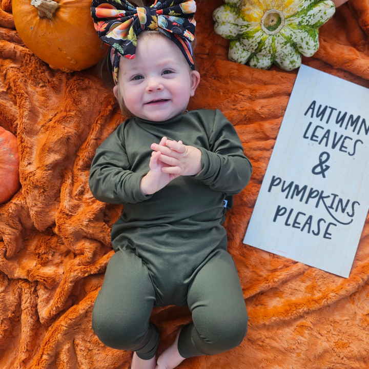 Long Sleeve Romper - Olive