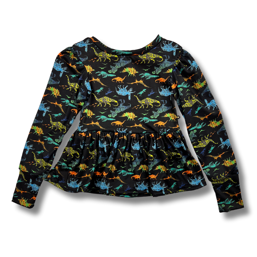 Long Sleeve Peplum Top - Prehistoric