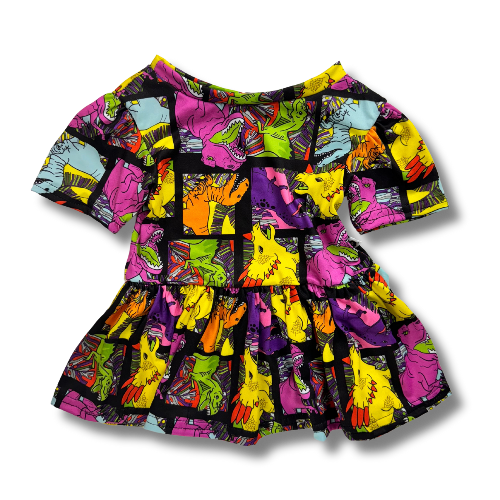 Short Sleeve Peplum Top - Rad Raptor