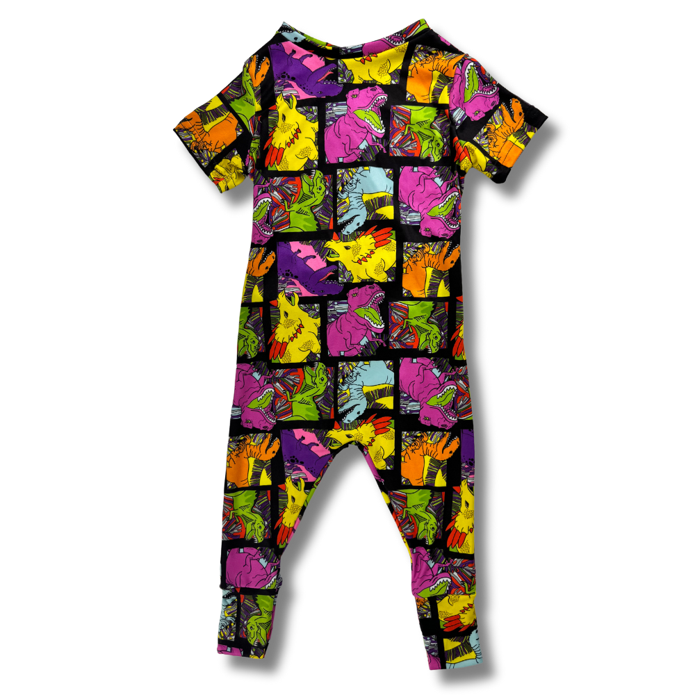 Short Sleeve Romper - Rad Raptor
