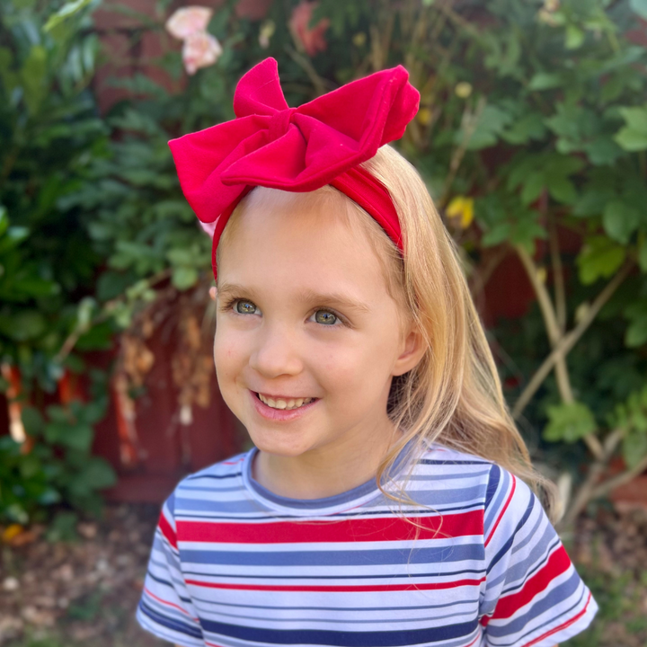 Big Bow Headband - Cherry Red