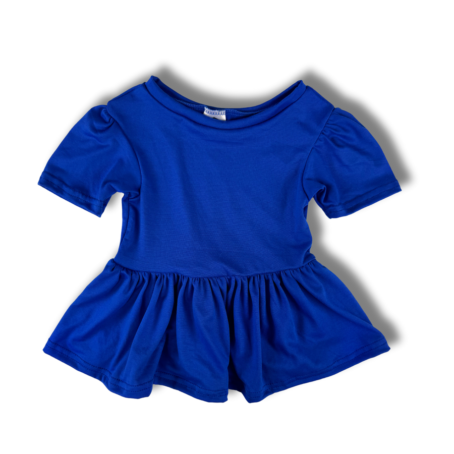 Short Sleeve Peplum Top - Royal Blue