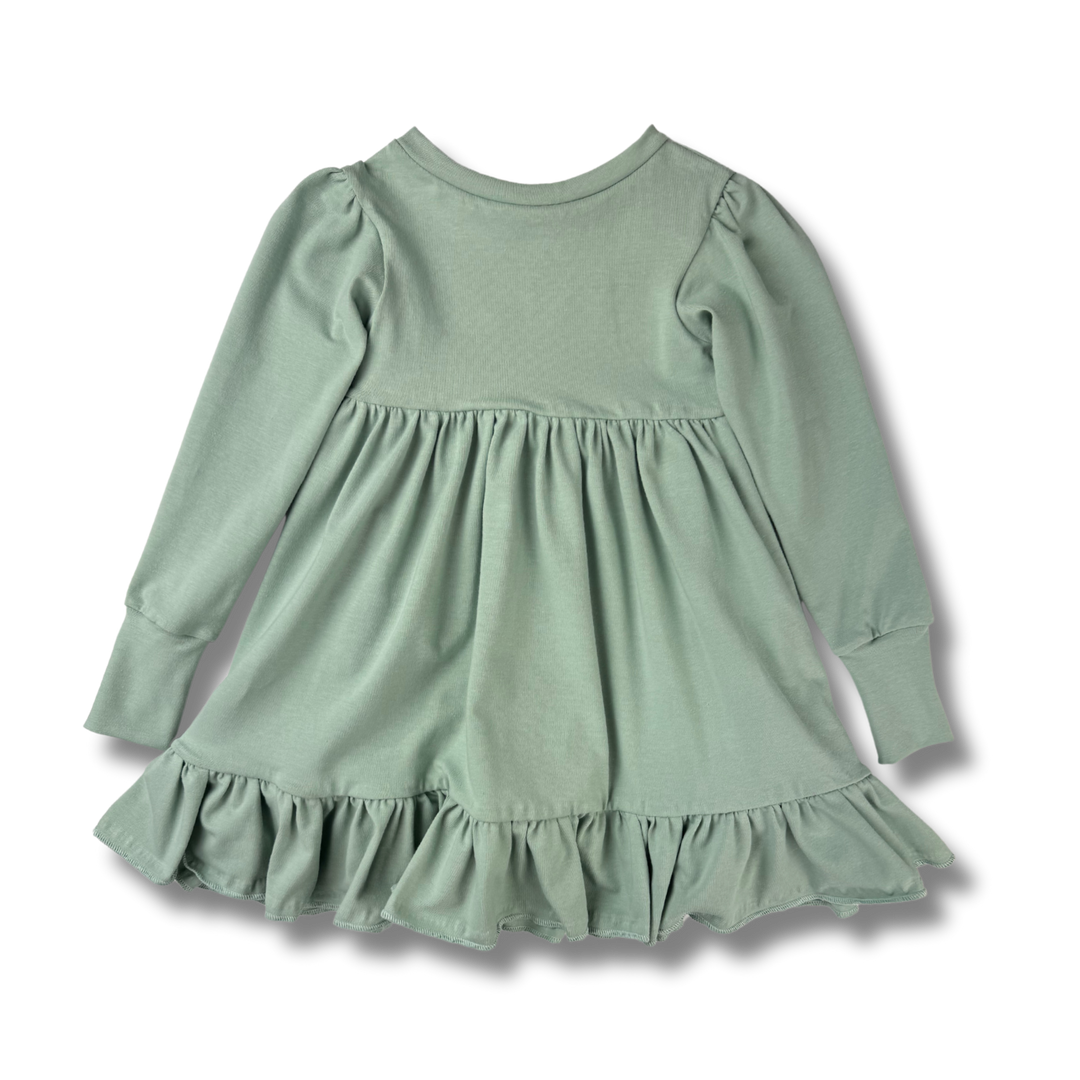 Naturals - Long Sleeve Twirl Dress - Sage