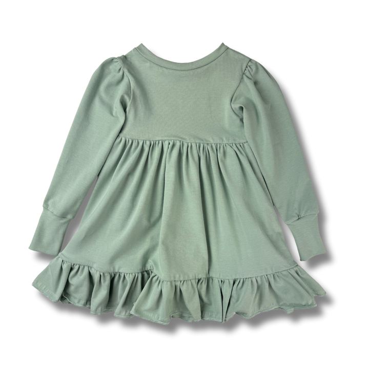 Naturals - Long Sleeve Twirl Dress - Sage