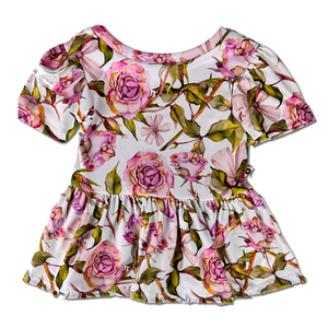 Short Sleeve Peplum Top - Rosemarie