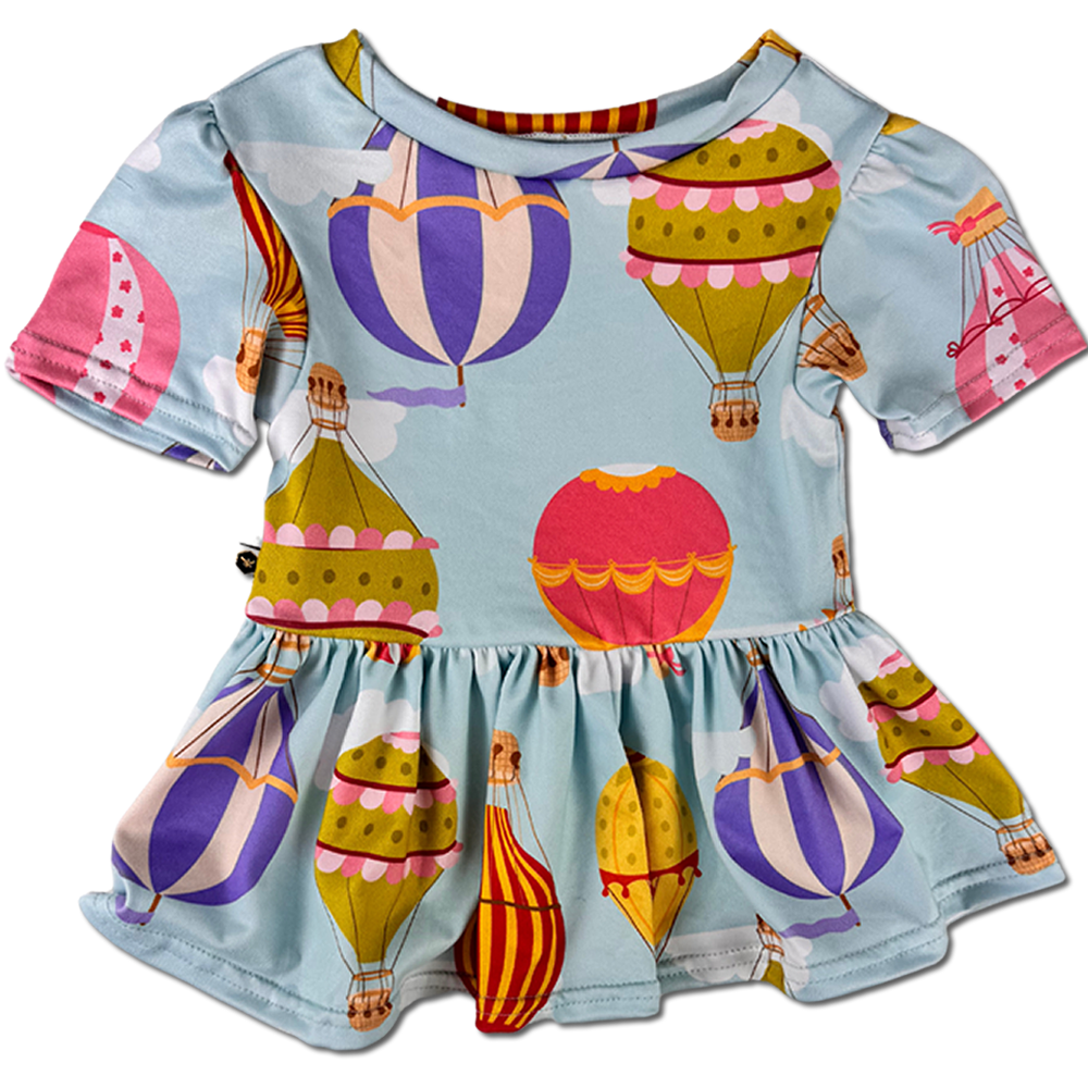 Short Sleeve Peplum Top - Up, Up And Away