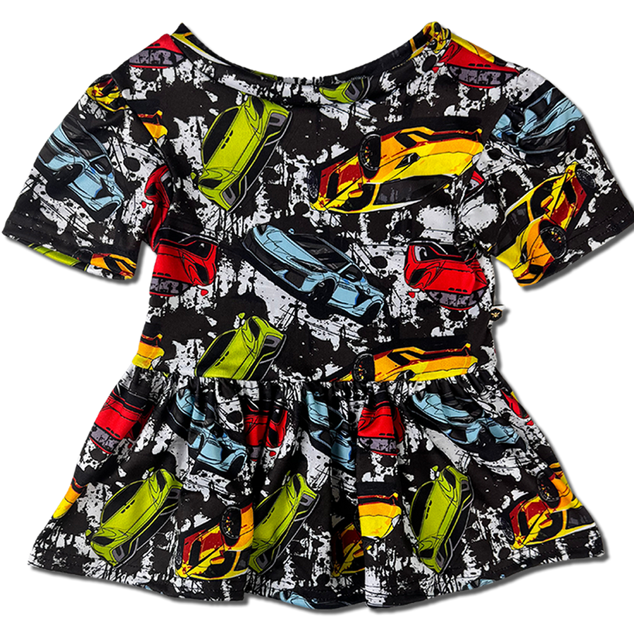 Short Sleeve Peplum Top - Pit Stop