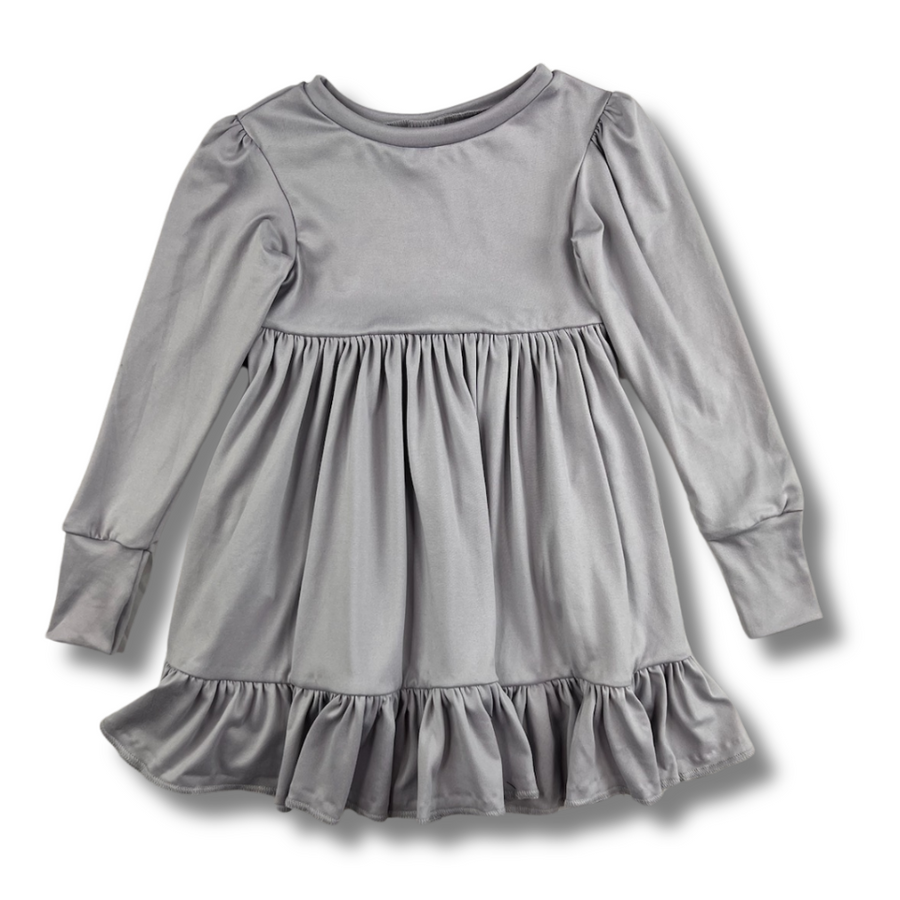 Long Sleeve Twirl Dress - Silver