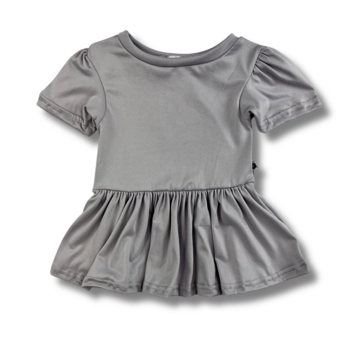 Short Sleeve Peplum Top - Silver