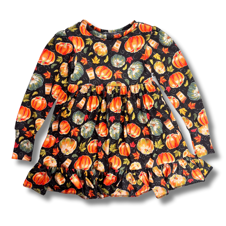 Bamboo Long Sleeve Twirl Dress in Spiced Autumn