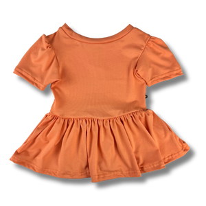 Short Sleeve Peplum Top - Tangerine