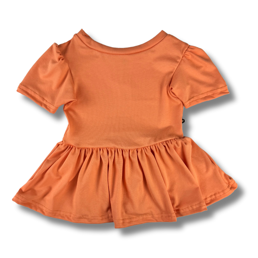 Short Sleeve Peplum Top - Tangerine