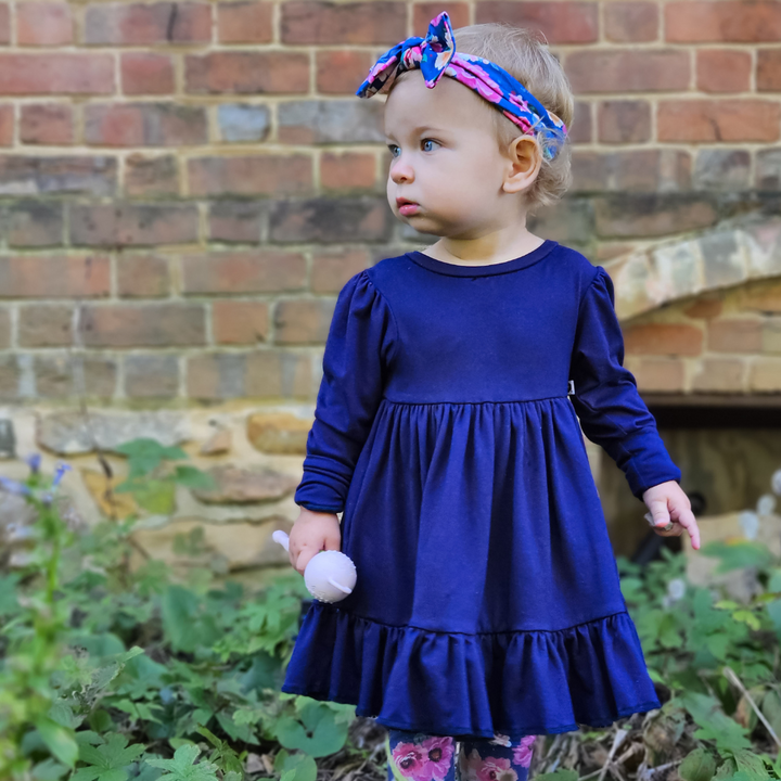 Long Sleeve Twirl Dress - Navy