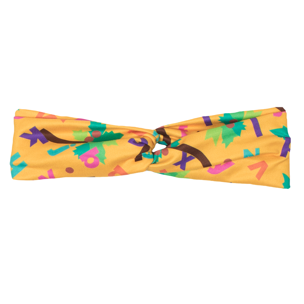Bumblito - Adult Headband - Chicka Chicka Boom Boom - Stretchy yellow headband with alphabet letters