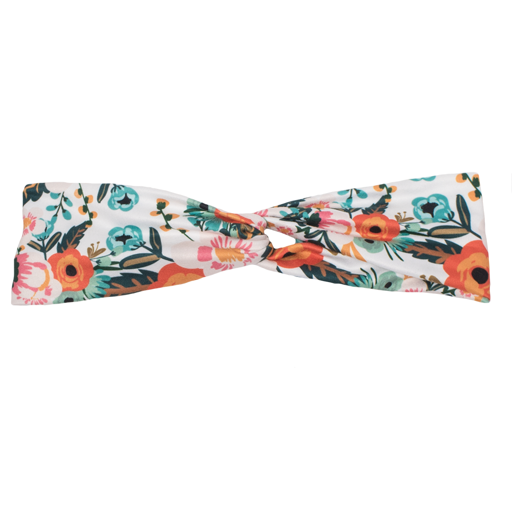 bumblito - adult headband - Ginny floral adult headband - Orange poppy flowers print stretchy headband - matching kids and adult headband