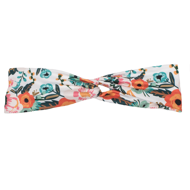 bumblito - adult headband - Ginny floral adult headband - Orange poppy flowers print stretchy headband - matching kids and adult headband