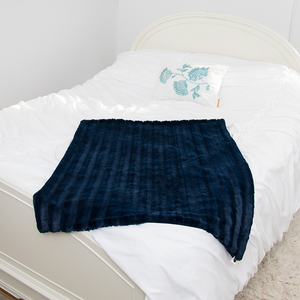 Baby Bee Luxe Blanket Striped Plush - Navy