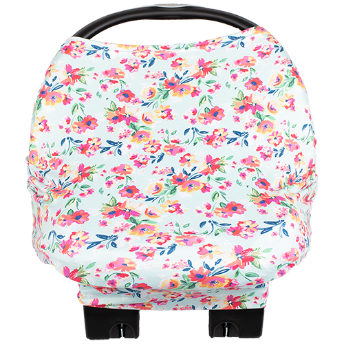 bumblito - Bee Covered multi-use cover - Aqua Floral print - Nursing cover - Car seat cover - multi use cover - made in the United States