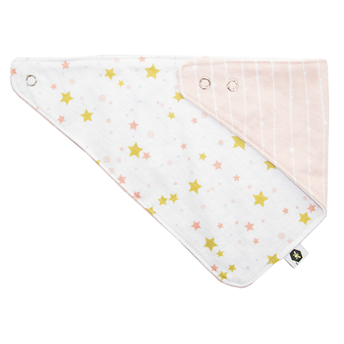 Soft organic cotton offers an absorbent, stylish, fun bib in Lullaby star print