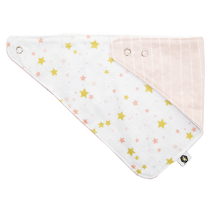 Soft organic cotton offers an absorbent, stylish, fun bib in Lullaby star print
