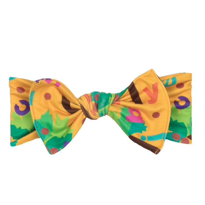 Bumblito - children's headband - Chicka Chicka Boom Boom - Stretchy yellow headband with alphabet letters