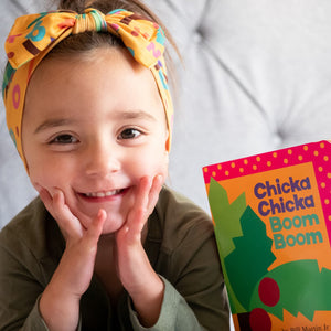 Bumblito - children's headband - Chicka Chicka Boom Boom - Stretchy yellow headband with alphabet letters