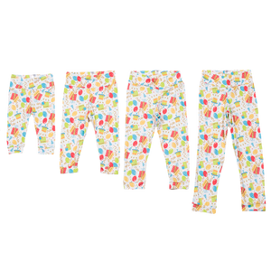 bumblito - leggings - Birthday party balloons and streamers  print - Toddler leggings - soft and stretchy baby and toddler leggings 