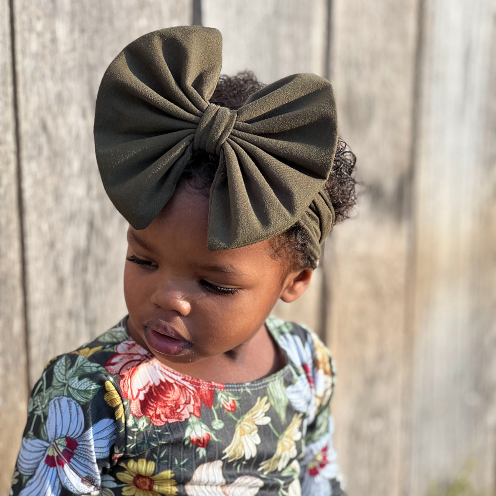 Big Bow Headband Olive bumblitostore