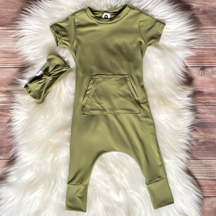 Short Sleeve Romper - Pickle