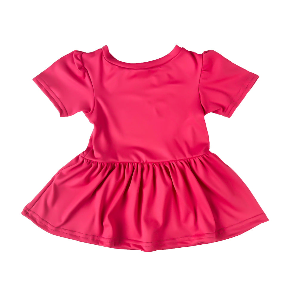 Short Sleeve Peplum Top - Strawberry
