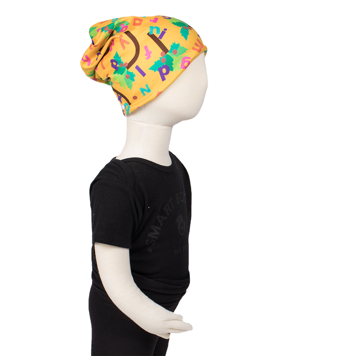 Bumblito - Slouch beanie - Chicka Chicka Boom Boom - yellow beanie with alphabet letters