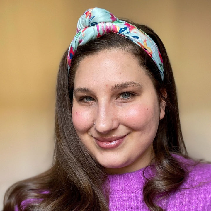 Tie-On Headband - Aqua Floral