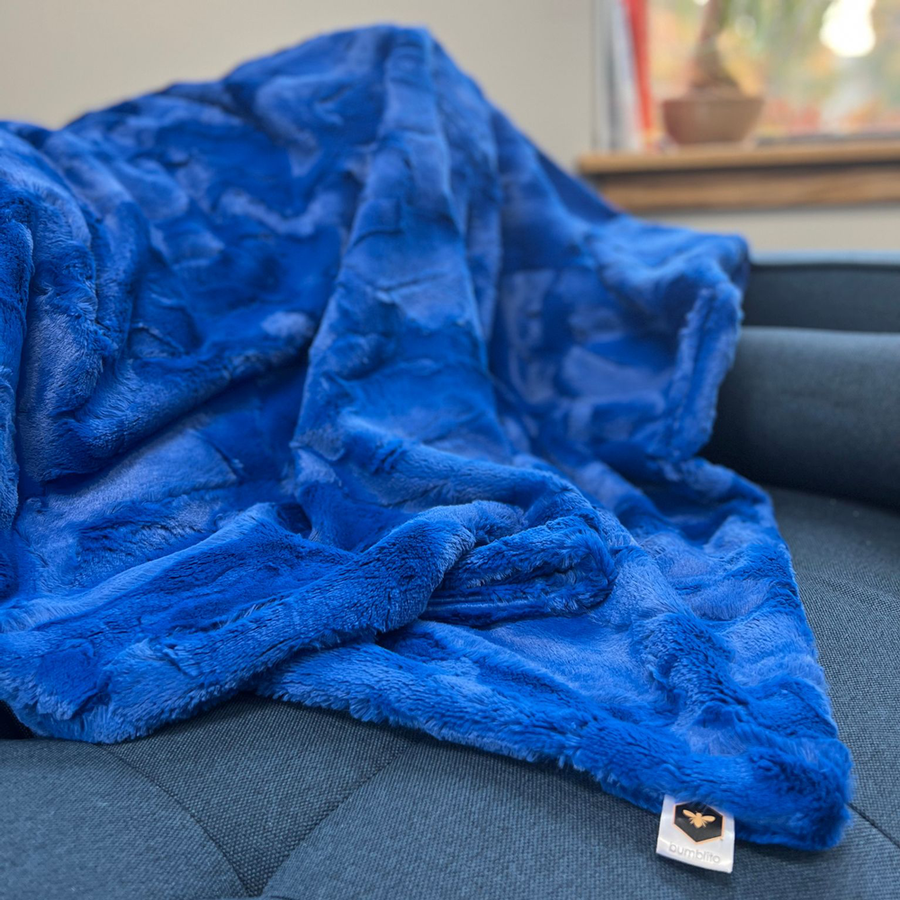 Bee Luxe Plush Blanket - Royal Blue